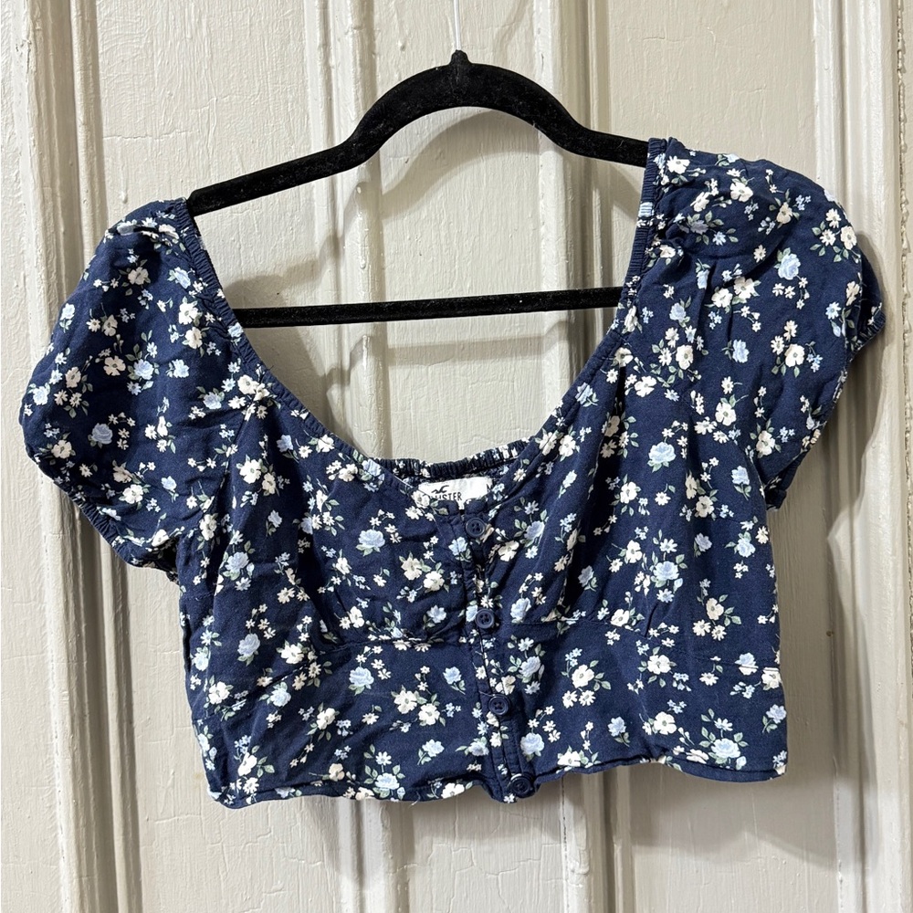 Hollister Navy Floral Blouse